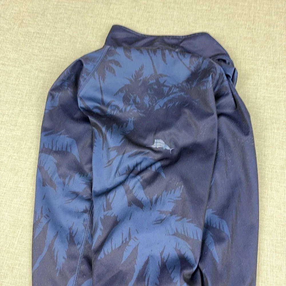 Tommy Bahama UV Tech Pullover Mens XL Blue 1/4 Zip Long Sleeve Palm Sun Top